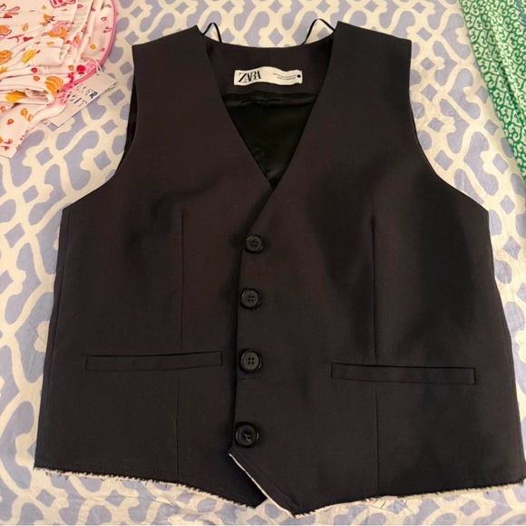 Zara Jackets & Blazers - Zara Charcoal Button-Up Vest